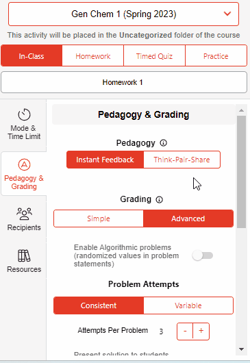 How do I set up Advanced Grading for an assignment?