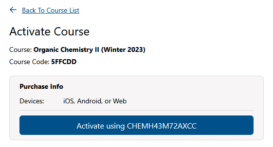 I bought a year long access code, how do I apply it to a new course?
